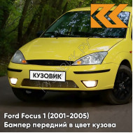 Бампер передний в цвет кузова Ford Focus 1 (2001-2005) рестайлинг ADAG - INDIAN YELLOW (ZINK) - Жёлтый